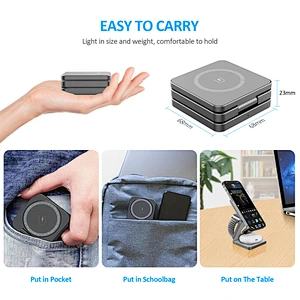 Charging And Suitable Convenient Hassle-Free Fast Strong Magnetic Design Aluminum 3 In 1 Foldable Wireless Charger