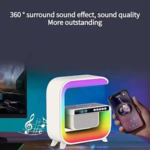 Multifunctional Colorful Light 15W Wireless Charging Portable Speaker G Shaped Wireless Charger LED Lamp