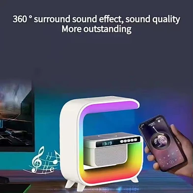 Multifunctional Colorful Light 15W Wireless Charging Portable Speaker G Shaped Wireless Charger LED Lamp