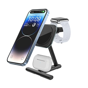 15W Multi-Functional Dock Stand Station Fast Mobile Phone Qi Magnetic Wireless Charger For phone