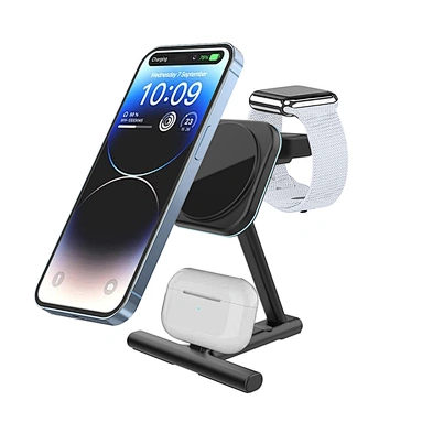 15W Multi-Functional Dock Stand Station Fast Mobile Phone Qi Magnetic Wireless Charger For phone