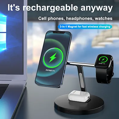 15W Stand Wireless Charger,Portable Desktop Mobile Phone  Wireless Charger Station for Iphone