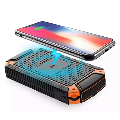 Cigarette Lighter 20000 mAh waterproof solor Wireless charger solar power bank for cell phone