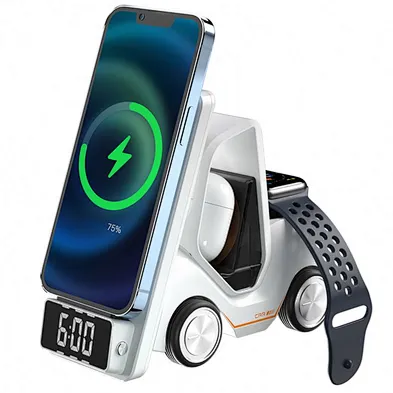 forklift shape design 5 In 1 Wireless charging Station for phone Magnetic Desktop 6 Car Shaped  Universal Mobile phone Charger