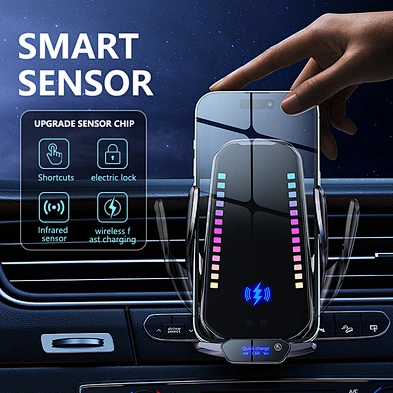Magnetic Clamping Car Phone Holder Wireless Charger