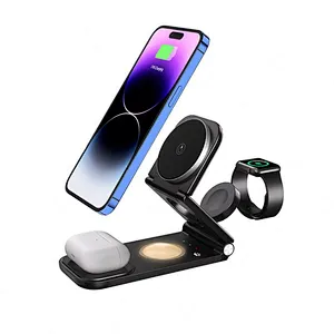 Portable Magnetic With Light 15W 3 In 1 Foldable Wireless Charger For phone