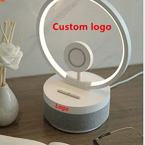 Trending Table Lamp 3 In 1 With Led Lamp Clock Wireless Charger voice control smart wireless phone charger