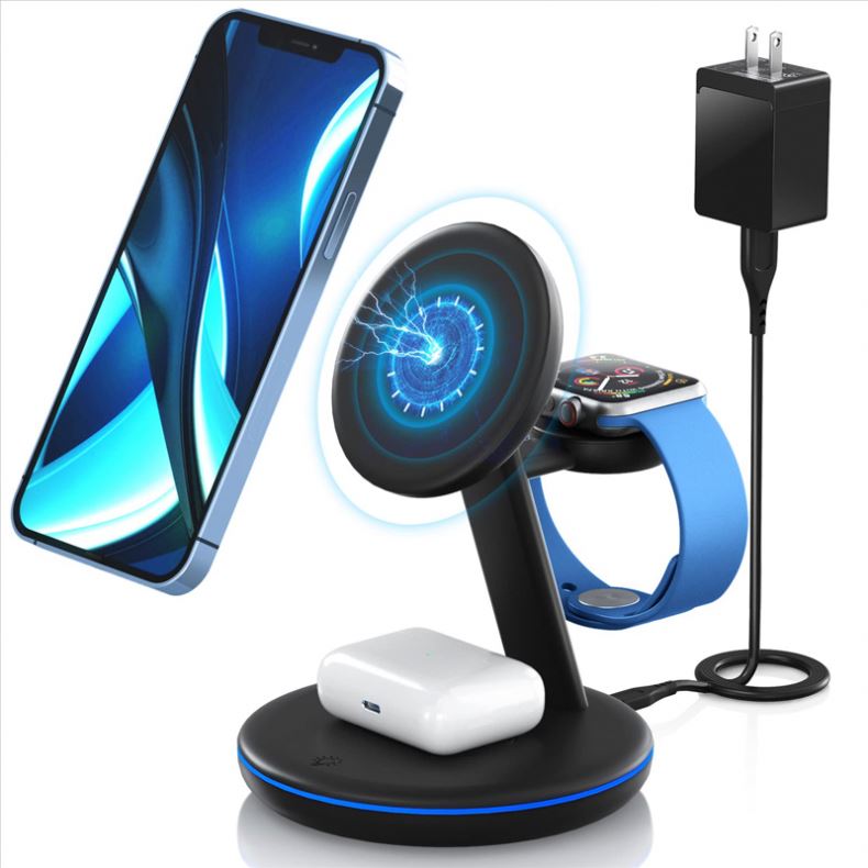 3 in 1 Wireless Charging Station Multiple Devices 3in 1 Wireless Charger Stand