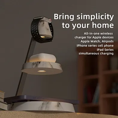 3 In 1 Led Light Multifunction Stand Up Fast Charging Beautiful Shape For Phone Magnetic Wireless Charger