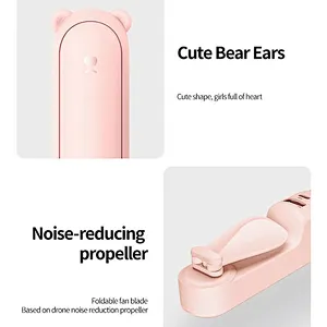 Portable Usb 3 In 1 Rechargeable Small Pocket Battery Operated With Power Bank, Flashlight Multifunction Easy Foldable Hand Fan