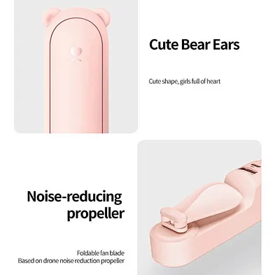 Portable Usb 3 In 1 Rechargeable Small Pocket Battery Operated With Power Bank, Flashlight Multifunction Easy Foldable Hand Fan