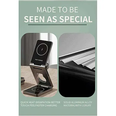 3-In-1 Magnetic Stand Aluminum Foldable Wireless Charger 3 In 1