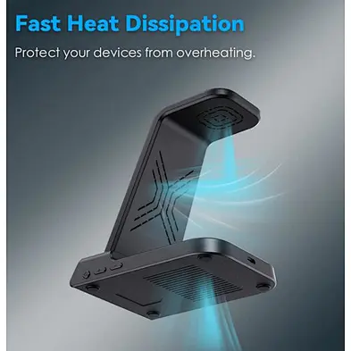 Wireless Charging Station 6 in 1 Wireless Charger with Alarm Clock Charging Stand Dock