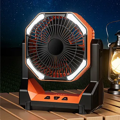 2024 hot sale multifunction Camping Led Lamp Retractable Light Portable Desk Fan With 3 Speed Option