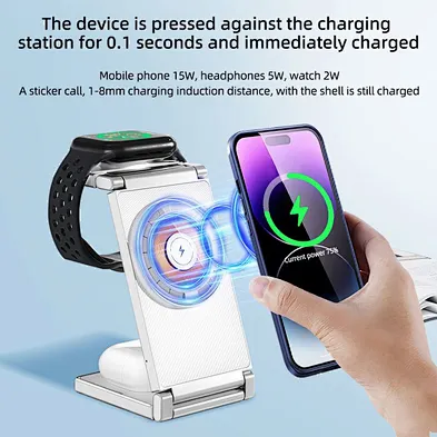 3 In 1 Chargers High Quality Desktop wireless Hot Selling C Multifunction Qiwireless Fast Charging New Creative Wireless Charger