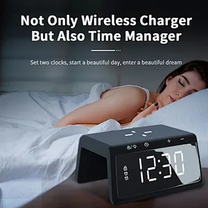 2022 Hot Sale Alarm Clock Wireless Charger Digital CO268 Ambient Light Wireless Charger 3 in 1 Custom Wireless Charger