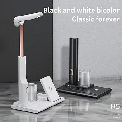 JEDI LED Desk Lamp Home Office 3 Color Modes Study Lamp  15W Wireless Charger with Pen Holder