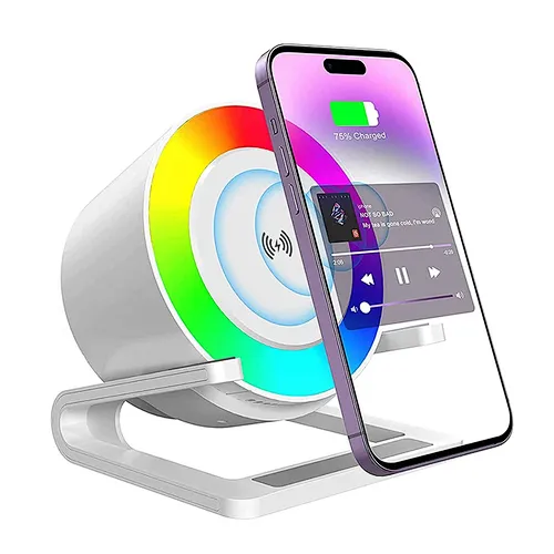 Speaker Light Stand With Phone Rgb Night Stereo Bt Qi 15W Fast Charge Multifunction High Quality Wireless Charger