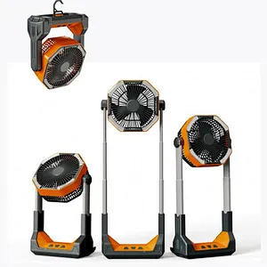 2024 hot sale multifunction Camping Led Lamp Retractable Light Portable Desk Fan With 3 Speed Option