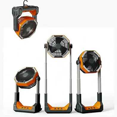 2024 hot sale multifunction Camping Led Lamp Retractable Light Portable Desk Fan With 3 Speed Option