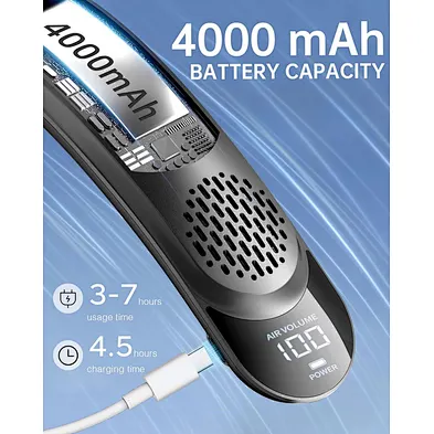 Portable Neck Fan Cooling Neck Fan Sports Hanging Usb Rechargeable Silent Quiet Strong Wind