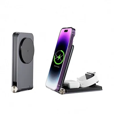 Fast Portable 3 In 1 Foldable Wireless Charger 15W Magnetic Wireless charger