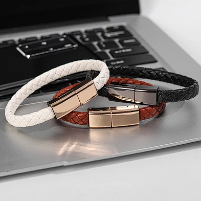 Type-C Chain Pu Braided Leather 22.5Cm Three Port Charging Data Cable