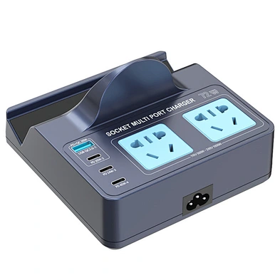 2024 new high quality multifunction wireless charger Desktop 5 Ports Extension Socket With Wirelesssocket multiport charger