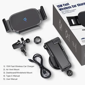 Kc Certified Automatic Rotation 15W Fast Charging Wireless Car Charger Car Mount For phone Z Fold 3 Z Flip 3