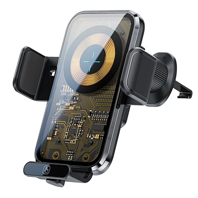 Transparent Fast 15W Qi Wireless Charger Car Phone Holder Magnetic Smart