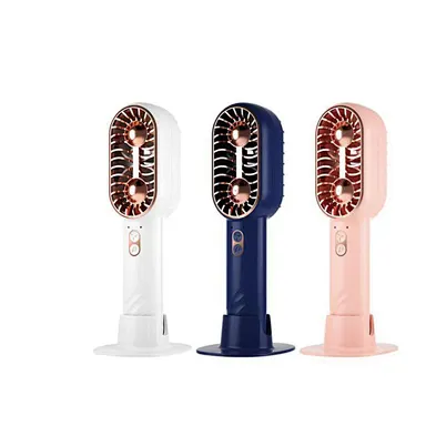 customized New Unique Design Double Blade Fan 2024 Mini Handheld Turbo Fan Summer Student Gift Rechargeable Fan