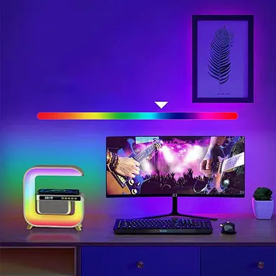 Hot Sale Led Table Speaker Colorful 5 In 1 Wireless Charger With Night Light multifunction wireless charger