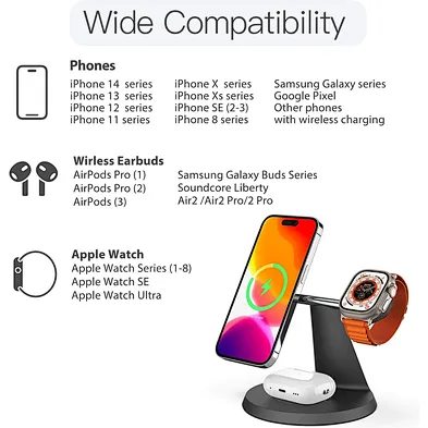 Fast 3 In 1 Hot Selling Multifunction Desktop Magnetic Phone Stand Charging Wireless Charger