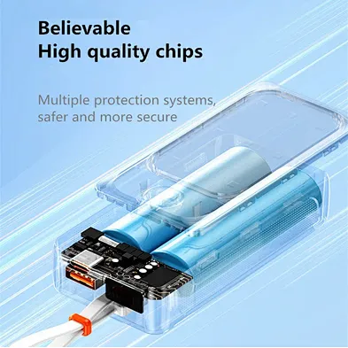 Fast charger Mini Powerbank with digital  LED Usb Tpye-C Display Digital  Built In Cable Portable 10000Mah Power Bank