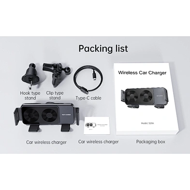 15W Fast Charging Dual Mount Qi Holder Custom Led Logo Foldable Phone Coil Abs Electroplated Coils  Car Wireless Charger