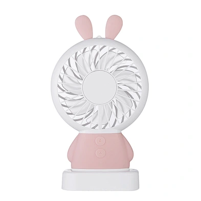 cute rabbit pocket slim fan hand-held rechargeable mini fan USB fan with rainbow light for children
