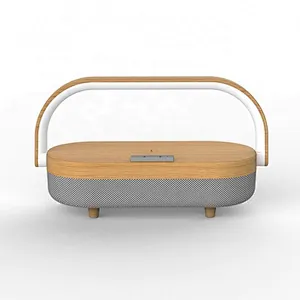 JEDI Phone Qi Charging Fast Bamboo Wooden 15W  Pad Lamp Table Mobile Phone  Led Bedside Wood Wireless Charger With Music Speaker