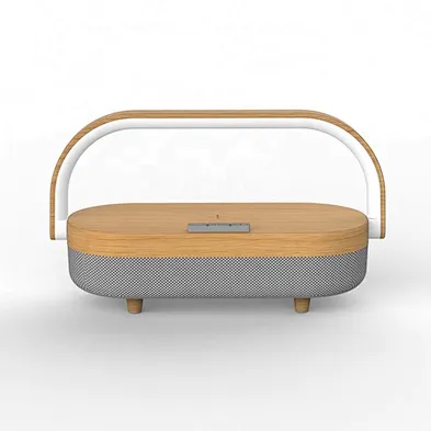 JEDI Phone Qi Charging Fast Bamboo Wooden 15W  Pad Lamp Table Mobile Phone  Led Bedside Wood Wireless Charger With Music Speaker