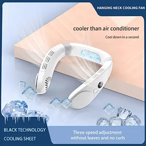 Portable Wearable Lazy Hanging Neck Fan Air Cooling USB Rechargeable 4400mah Leafless Refrigeration Sport Hands-Free Fan