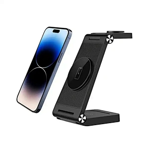 Portable Desk Charging Station Stand Magnetic Wireless Charger Foldable 3 In 1 Wireless With OEM H104