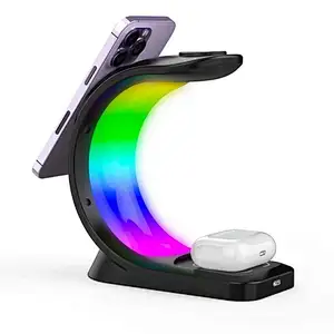 2023 Trending 4 IN 1 Lamp Rgb Ambient Night Light With Led Wireless Charger