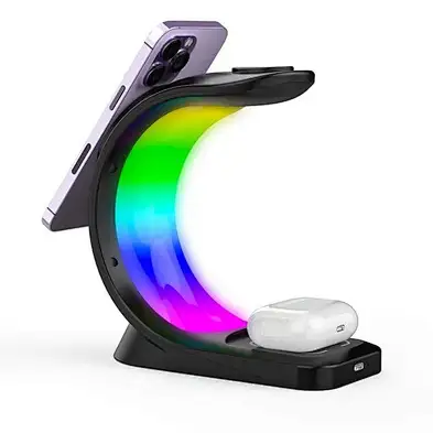 2023 Trending 4 IN 1 Lamp Rgb Ambient Night Light With Led Wireless Charger