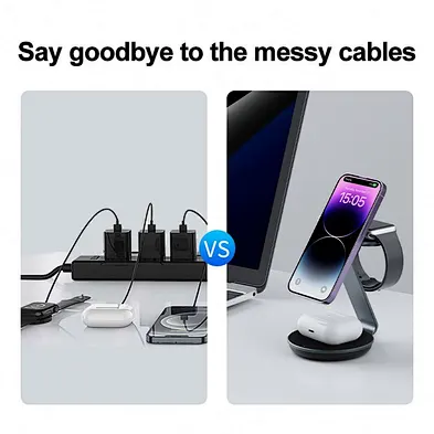 2024 Newest 3 in 1 wireless charger fast charging stand for iphone 3 in 1 station with OEM