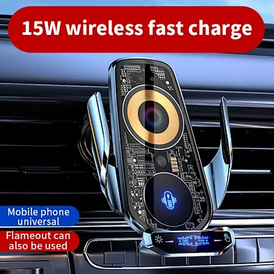2024 Hot Sale Products Universal High Grade Transparent Cellphone Holders Chargers Car Mobile Phone Wireless Charger Holder