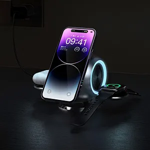 New Product Ideas 2024 Custom Charger Desktop Stand Dock Station Charging Stand, With Led Light Mobile Phone Wireless Charger