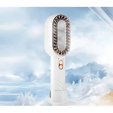 Customizable brand 2024 new unique dual blade refrigeration fan rechargeable portable cold compress small mini fan