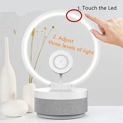 Trending Table Lamp 3 In 1 With Led Lamp Clock Wireless Charger voice control smart wireless phone charger