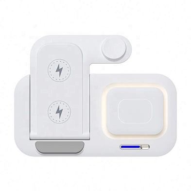 15W Wholesale Desktop Hot Sale Customize Foldable Qi Stand 5 In 1 Wireless Charger With Led Light Pedestal