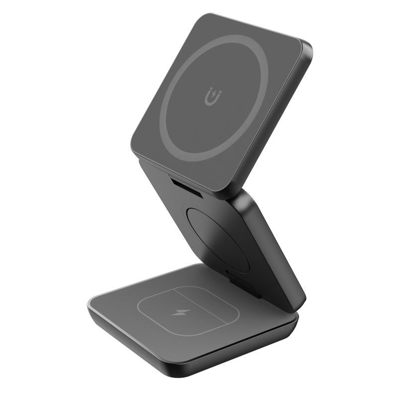 3 In 1 Metal Smart Watch Cell Phone Magnetic Foldable Wireless Charger