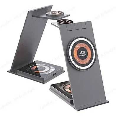 HOT sale product Magnetic Charger Foldable C Stand Qi 15W 3 In 1 Foldable Wireless Charger